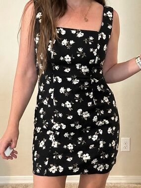 Linen Blend Old Navy Floral Square-Neck Mini Dress